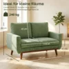 2 zitsbank, 134 Cm Corduroy Bank Met Pocketveren, Dikke Rugleuning, Houten Latten Accent, Groen