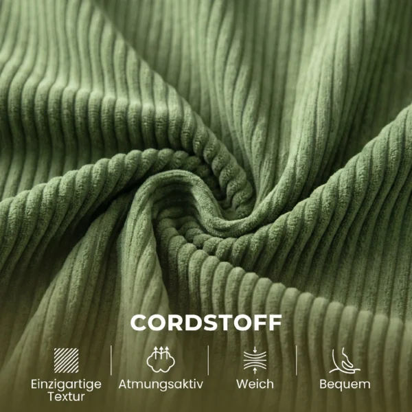 2 zitsbank, 134 Cm Corduroy Bank Met Pocketveren, Dikke Rugleuning, Houten Latten Accent, Groen