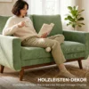2 zitsbank, 134 Cm Corduroy Bank Met Pocketveren, Dikke Rugleuning, Houten Latten Accent, Groen