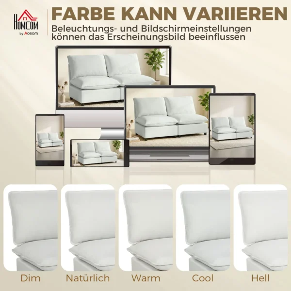 2 zitsbank, 146 Cm Kunstleren Modulaire Bank Met Brede En Diepe Zitruimte, Dikke Kussens, Eenvoudige Montage, Grijs
