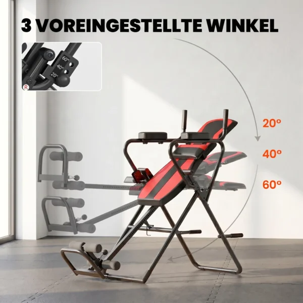 3 in 1 Inversiebank Inversietafel Met 3 Inversiehoeken Push up & Pull up Bars Hoofdsteun