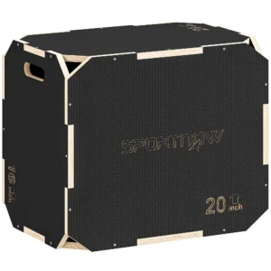 3 in 1 Plyo Box, Sprungbox Met Handvatopeningen, Voor Thuisfitness En Outdoor Workouts, 3 Spronghoogtes, Hout, Zwart