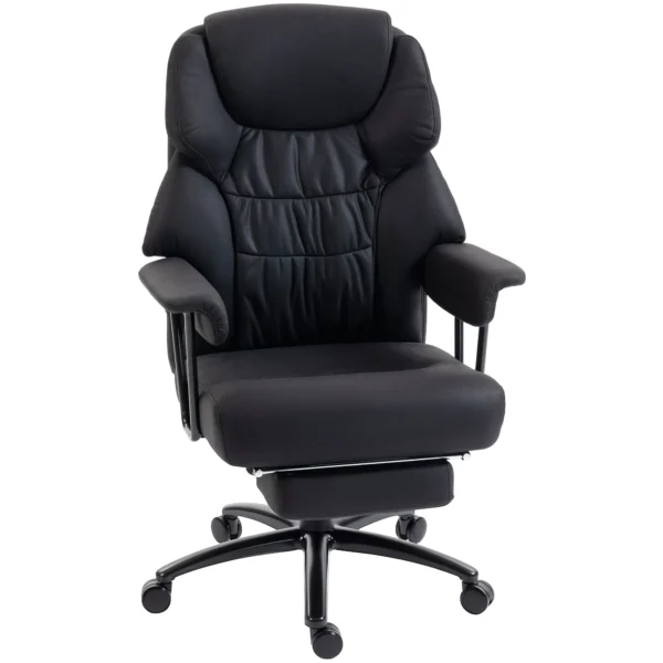 3D Kneed Massage Bureaustoel Met Voetensteun, Verstelbare Computerstoel Met Hoge Rugleuning, Leathaire Bekleding, Zwart