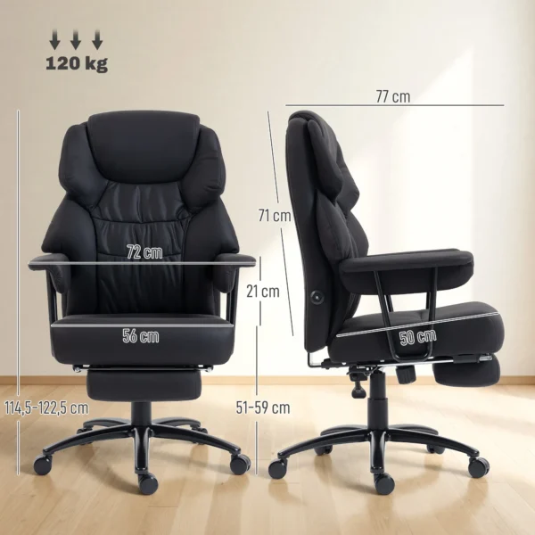 3D Kneed Massage Bureaustoel Met Voetensteun, Verstelbare Computerstoel Met Hoge Rugleuning, Leathaire Bekleding, Zwart