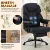 3D Kneed Massage Bureaustoel Met Voetensteun, Verstelbare Computerstoel Met Hoge Rugleuning, Leathaire Bekleding, Zwart