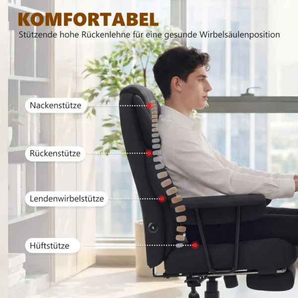 3D Kneed Massage Bureaustoel Met Voetensteun, Verstelbare Computerstoel Met Hoge Rugleuning, Leathaire Bekleding, Zwart