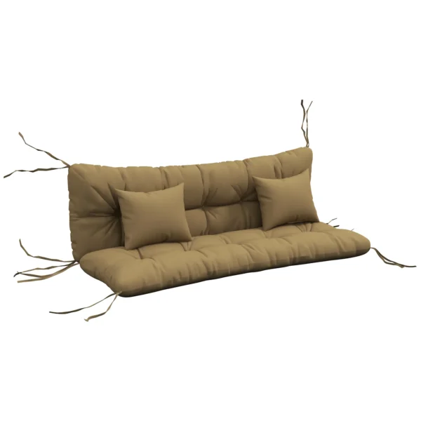 4 delige Set Zitkussens, 150x50 Cm Waterafstotend Stoelkussen Met Bindlinten, 10cm Dik Bruin