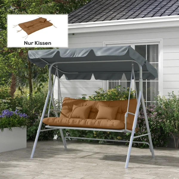 4 delige Set Zitkussens, 150x50 Cm Waterafstotend Stoelkussen Met Bindlinten, 10cm Dik Bruin