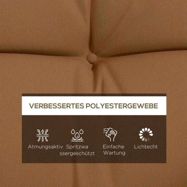 4 delige Set Zitkussens, 150x50 Cm Waterafstotend Stoelkussen Met Bindlinten, 10cm Dik Bruin