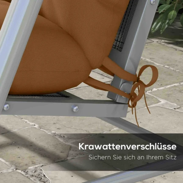 4 delige Set Zitkussens, 150x50 Cm Waterafstotend Stoelkussen Met Bindlinten, 10cm Dik Bruin
