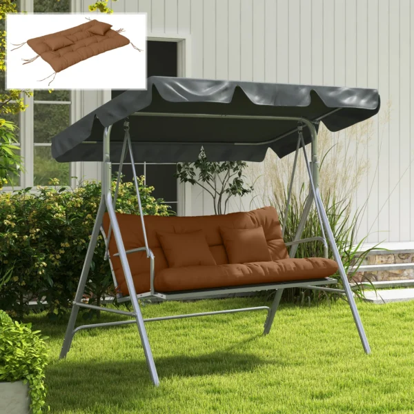 4 delige Set Zitkussens, 150x50 Cm Waterafstotend Stoelkussen Met Bindlinten, 10cm Dik Bruin