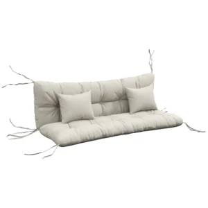4 delige Set Zitkussens, 150x50 Cm Waterafstotend Stoelkussen Met Bindlinten, 10cm Dik Crèmewit