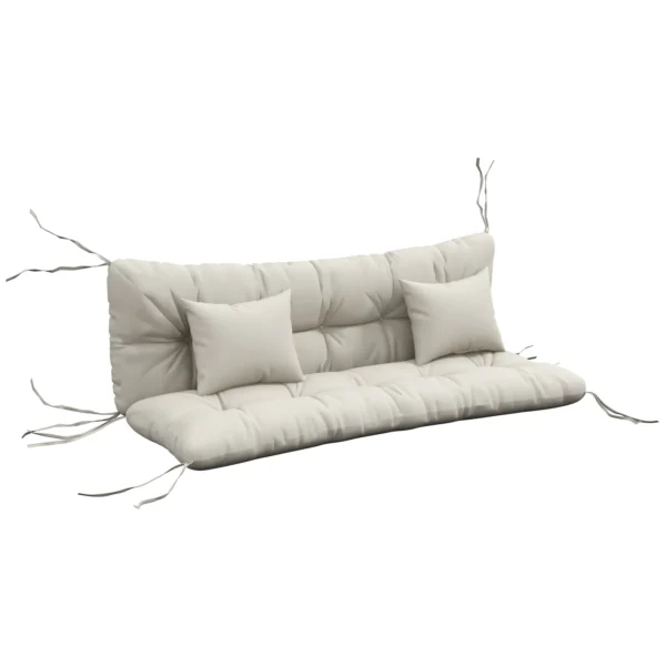 4 delige Set Zitkussens, 150x50 Cm Waterafstotend Stoelkussen Met Bindlinten, 10cm Dik Crèmewit