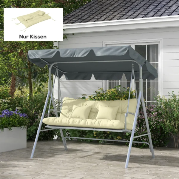 4 delige Set Zitkussens, 150x50 Cm Waterafstotend Stoelkussen Met Bindlinten, 10cm Dik Crèmewit