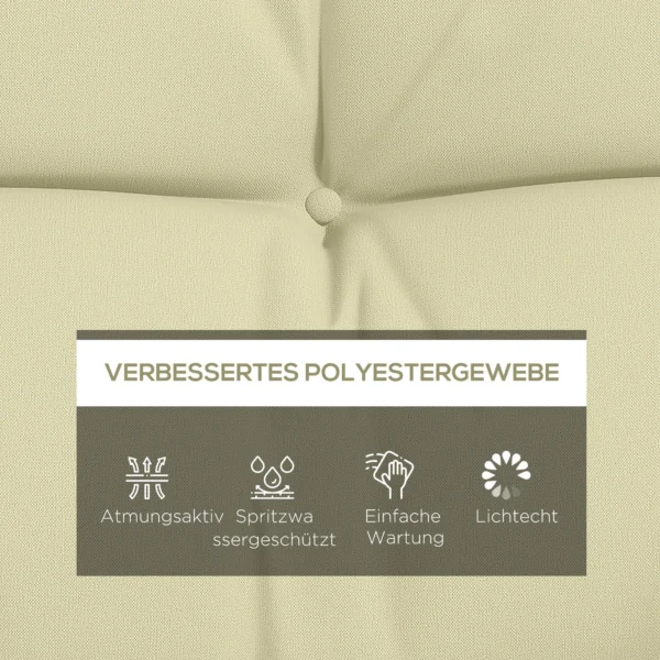4 delige Set Zitkussens, 150x50 Cm Waterafstotend Stoelkussen Met Bindlinten, 10cm Dik Crèmewit