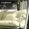 4 delige Set Zitkussens, 150x50 Cm Waterafstotend Stoelkussen Met Bindlinten, 10cm Dik Crèmewit