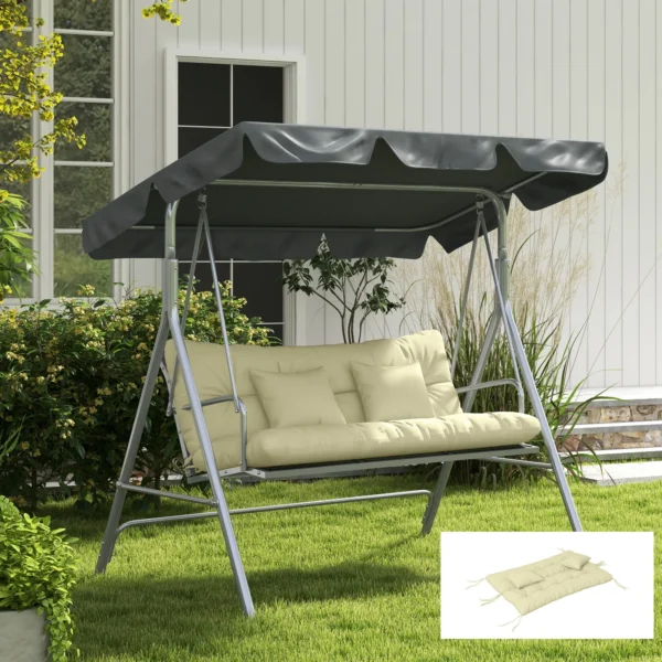 4 delige Set Zitkussens, 150x50 Cm Waterafstotend Stoelkussen Met Bindlinten, 10cm Dik Crèmewit