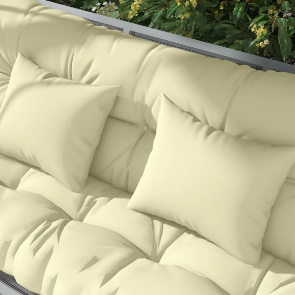4 delige Set Zitkussens, 150x50 Cm Waterafstotend Stoelkussen Met Bindlinten, 10cm Dik Crèmewit