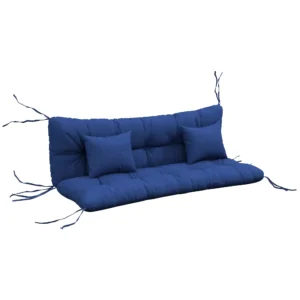 4 delige Set Zitkussens, 150x50 Cm Waterafstotend Stoelkussen Met Bindlinten, 10cm Dik Marineblauw