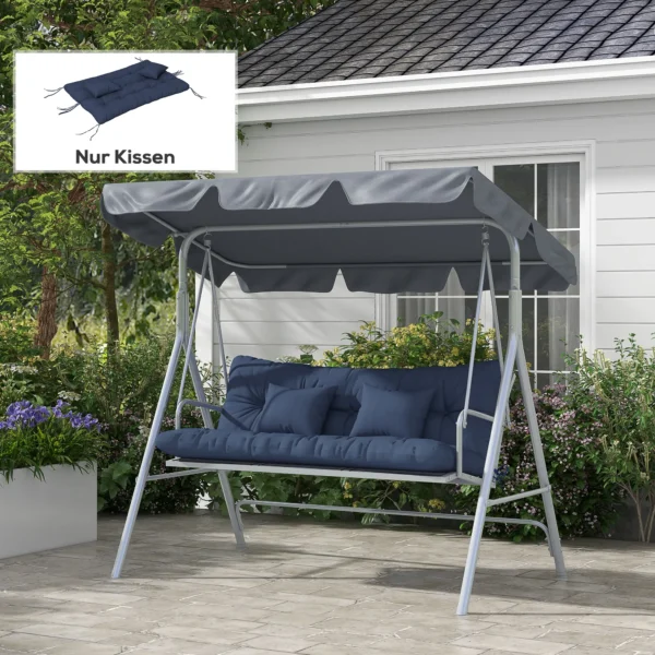 4 delige Set Zitkussens, 150x50 Cm Waterafstotend Stoelkussen Met Bindlinten, 10cm Dik Marineblauw