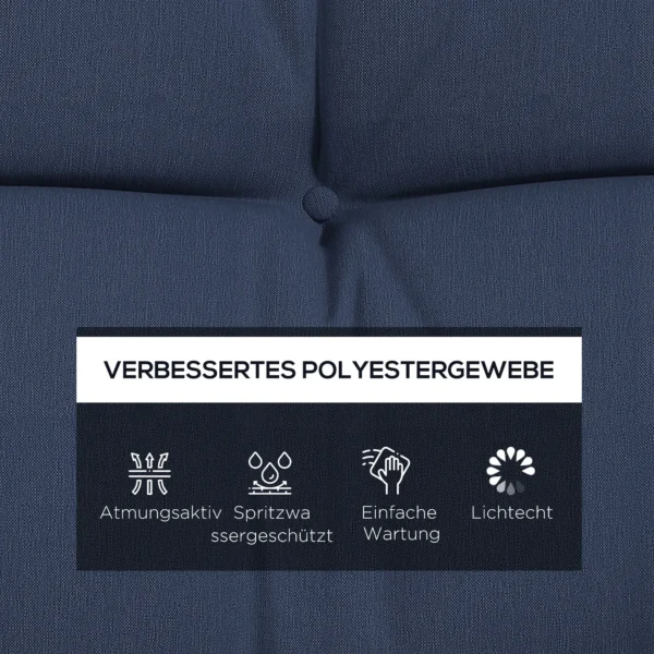 4 delige Set Zitkussens, 150x50 Cm Waterafstotend Stoelkussen Met Bindlinten, 10cm Dik Marineblauw