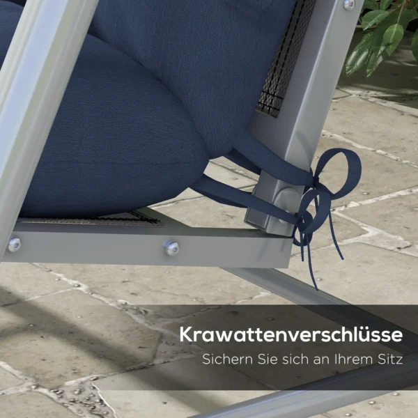 4 delige Set Zitkussens, 150x50 Cm Waterafstotend Stoelkussen Met Bindlinten, 10cm Dik Marineblauw