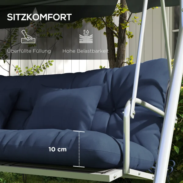 4 delige Set Zitkussens, 150x50 Cm Waterafstotend Stoelkussen Met Bindlinten, 10cm Dik Marineblauw