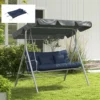 4 delige Set Zitkussens, 150x50 Cm Waterafstotend Stoelkussen Met Bindlinten, 10cm Dik Marineblauw