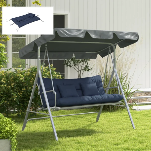 4 delige Set Zitkussens, 150x50 Cm Waterafstotend Stoelkussen Met Bindlinten, 10cm Dik Marineblauw
