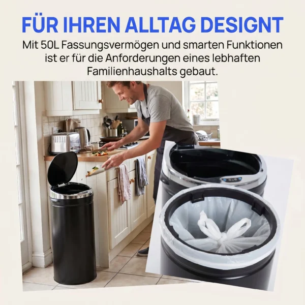 50 L Sensor Vuilnisbak, Automatische Afvalbak, Roestvrij Keukenemmer Met Infraroodsensor, Voor Keuken, Eetkamer
