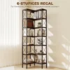 6 traps L vormig Boekenrek, Vrijstaand Hoekrek Met Metalen Frame, Rustiek Bruin, 60 X 60 X 200 Cm