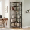 6 traps L vormig Boekenrek, Vrijstaand Hoekrek Met Metalen Frame, Rustiek Bruin, 60 X 60 X 200 Cm