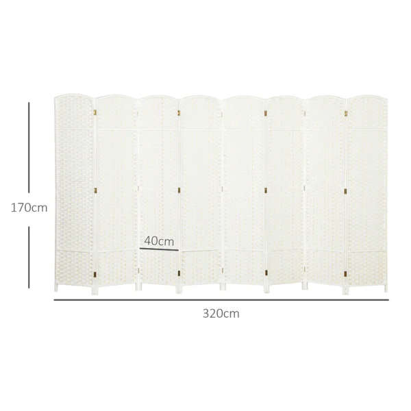 8 delige Kamerverdeler, Opvouwbare Privacy Scherm, Privacy Wand Voor Woonkamer, Slaapkamer, Thuiskantoor, Wit