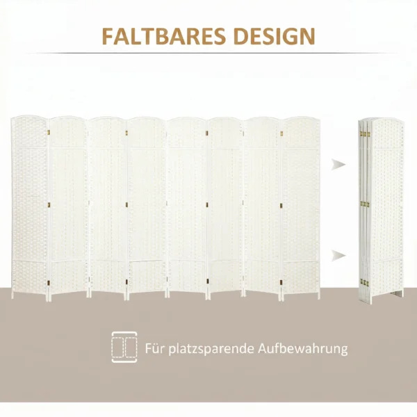 8 delige Kamerverdeler, Opvouwbare Privacy Scherm, Privacy Wand Voor Woonkamer, Slaapkamer, Thuiskantoor, Wit