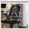 Ademende Mesh Bureaustoel, Ergonomische Draaistoel Met Opklapbare Armleuningen En Lendensteun, Zwart