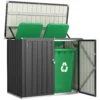 Afvalcontainerbox Voor 2 Containers Afsluitbare Afvalcontainerbekleding Met Opklapbaar Deksel Donkergrijs