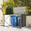 Afvalcontainerbox Voor 2 Containers Afsluitbare Afvalcontainerbekleding Met Opklapbaar Deksel Donkergrijs