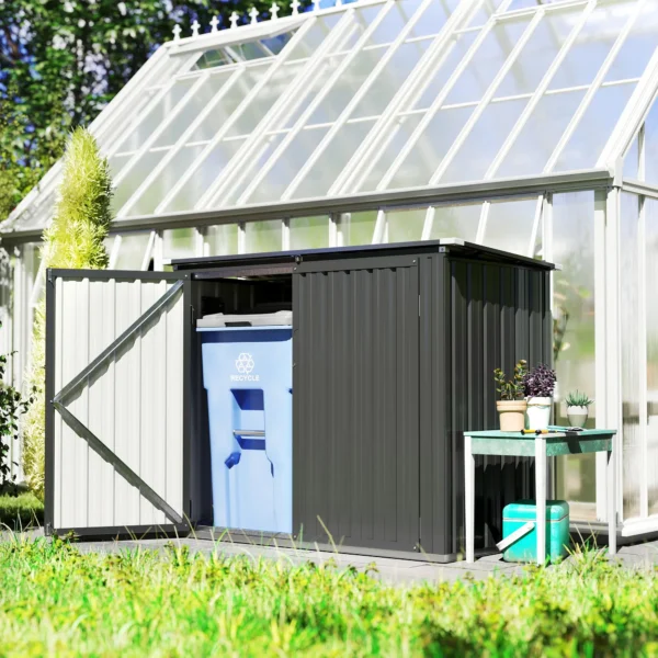 Afvalcontainerbox Voor 2 Containers Afsluitbare Afvalcontainerbekleding Met Opklapbaar Deksel Donkergrijs