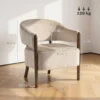Akzentstoel, Chenille Gestoffeerde Fauteuil Met Massief Houten Frame En Poten, Beige