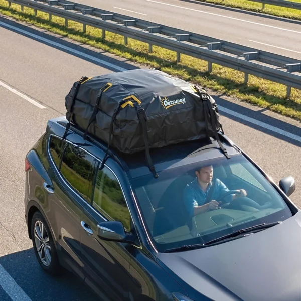 Auto Dakkoffer 21 Kubieke Voet Opvouwbaar Waterdicht Dakbagagedrager Met Anti Slip Mat 10 Zware Lastriemen 6 Deurhaken