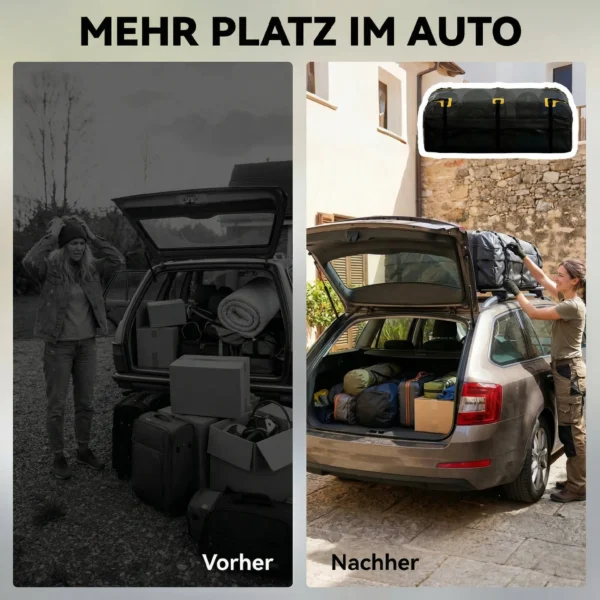 Auto Dakkoffer 21 Kubieke Voet Opvouwbaar Waterdicht Dakbagagedrager Met Anti Slip Mat 10 Zware Lastriemen 6 Deurhaken