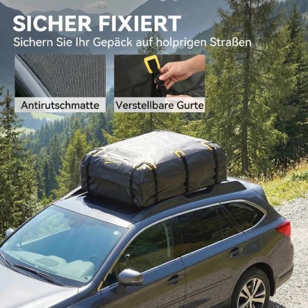 Auto Dakkoffer 21 Kubieke Voet Opvouwbaar Waterdicht Dakbagagedrager Met Anti Slip Mat 10 Zware Lastriemen 6 Deurhaken