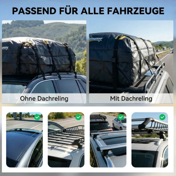 Auto Dakkoffer 21 Kubieke Voet Opvouwbaar Waterdicht Dakbagagedrager Met Anti Slip Mat 10 Zware Lastriemen 6 Deurhaken