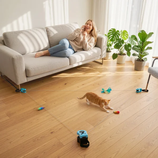 Automatisch/Afstandsbediend Kattenspeelgoed Met Instelbare Snelheid En Aanpasbare Looproutes Zwart