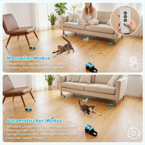 Automatisch/Afstandsbediend Kattenspeelgoed Met Instelbare Snelheid En Aanpasbare Looproutes Zwart