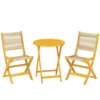 Balkonmeubelset 3 delig Polyrattan Hout Inklapbaar Tuinmeubelset Met Tafel 2 Stoelen, Ademend
