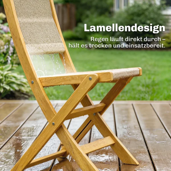 Balkonmeubelset 3 delig Polyrattan Hout Inklapbaar Tuinmeubelset Met Tafel 2 Stoelen, Ademend