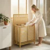 Bamboe Wasmand Met Deksel, 2 Manden, Opvouwbaar, 64L, Natuur En Crème Wit