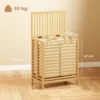 Bamboe Wasmand Met Deksel, 2 Manden, Opvouwbaar, 64L, Natuur En Crème Wit