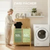 Bamboe Wasmand Met Deksel, 2 Manden, Opvouwbaar, 64L, Natuur En Crème Wit